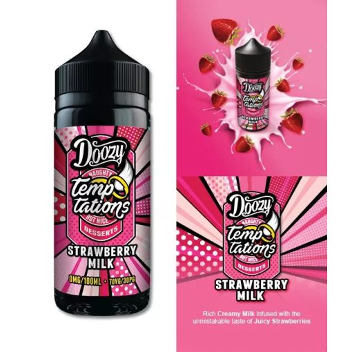 Doozy Vape Co Temptations Strawberry Milk 100ml shortfill