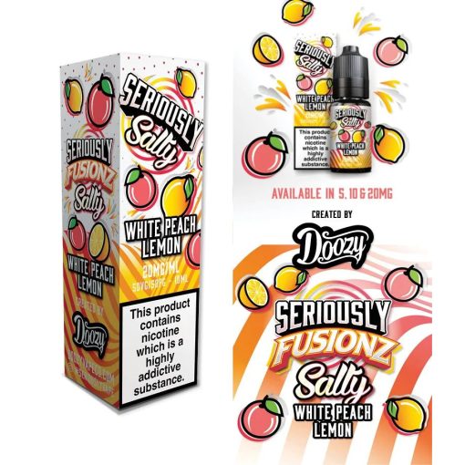 Doozy Vape Co Seriously Fusionz White Peach Lemon 10ml 20mg/ml nicsalt