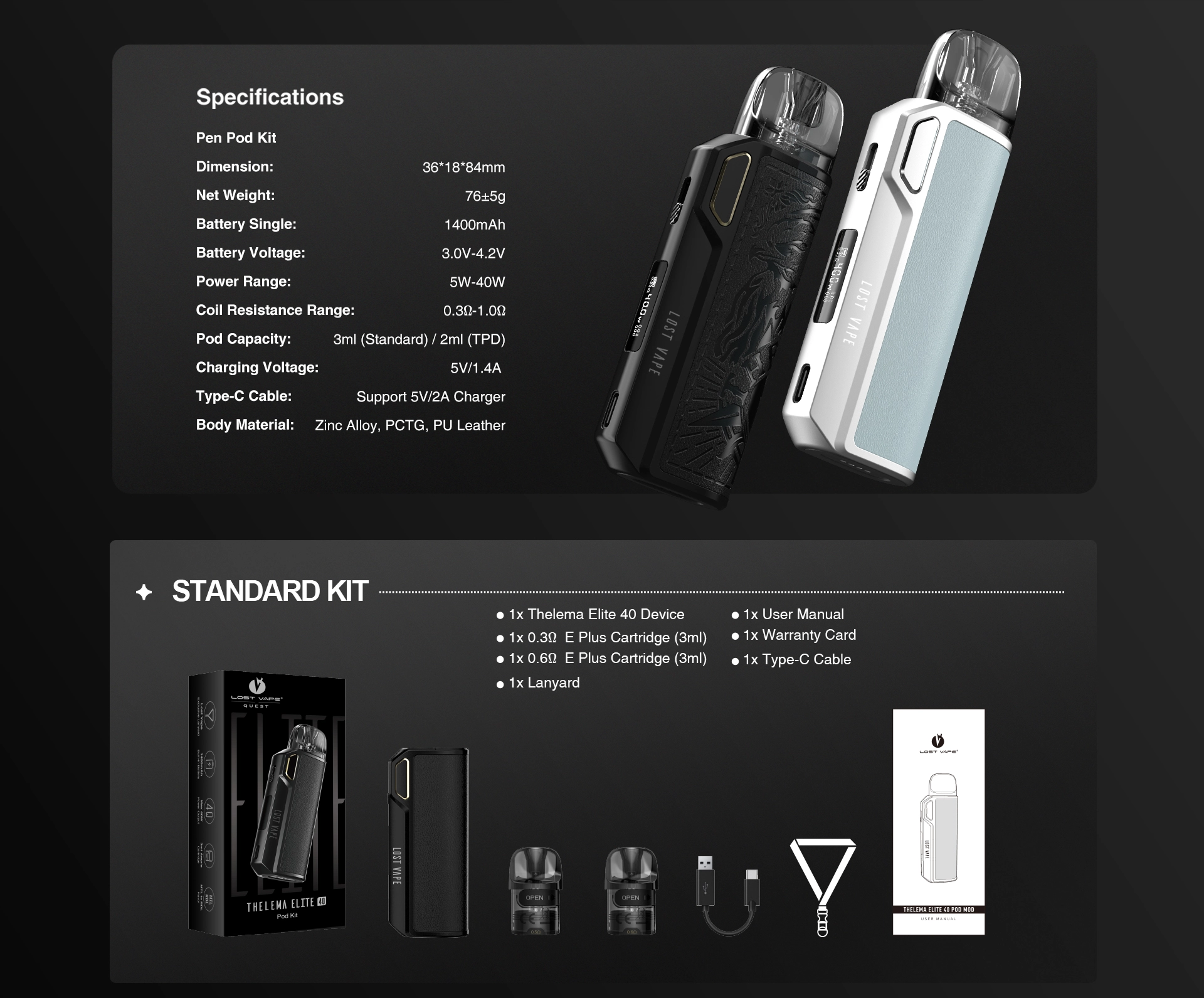 Lost Vape Thelema Elite 40 Pod